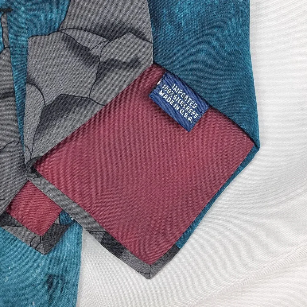 World Wildlife Fund Men's Blue Designer Tie Silk Humpback Whale Print (C-6) - Picture 6 of 10